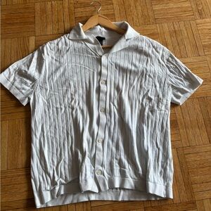 H&M White Textured Polo Shirt